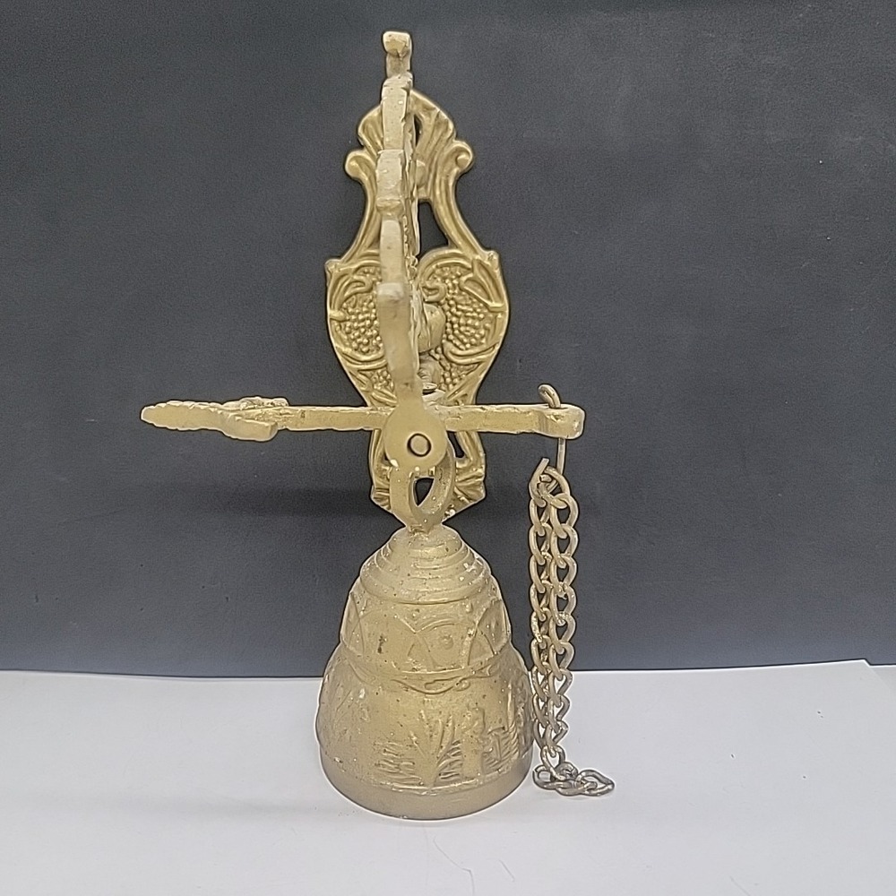 Vintage Brass Bell Door Knocker Monastery Dinner Bell  MCM Mid-Century